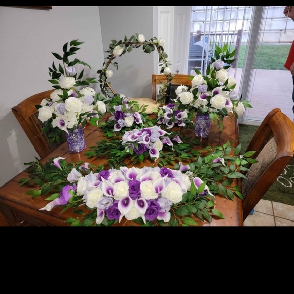 Other - Purple and White Wedding Arch Flowers